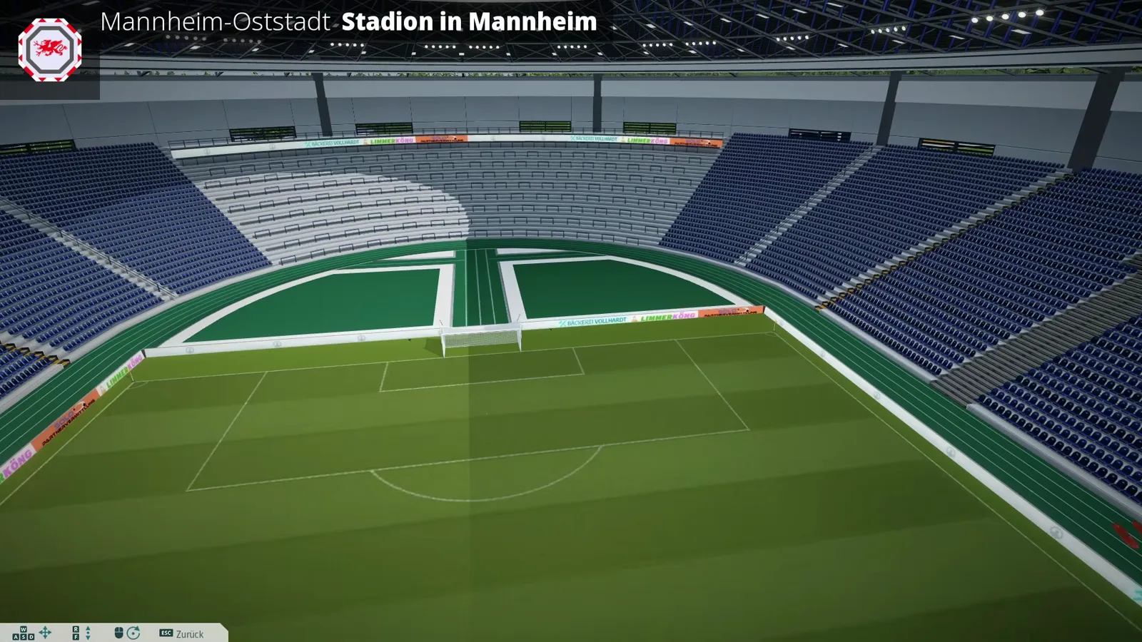 Grüne Laufbahn rund um den Rasen nach der Aktivierung in der WE ARE FOOTBALL 2027 3D-Ansicht