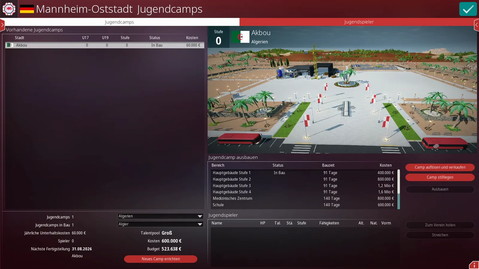Talent generation probability panel showing school upgrade impact on daily youth player rolls in WE ARE FOOTBALL 2027